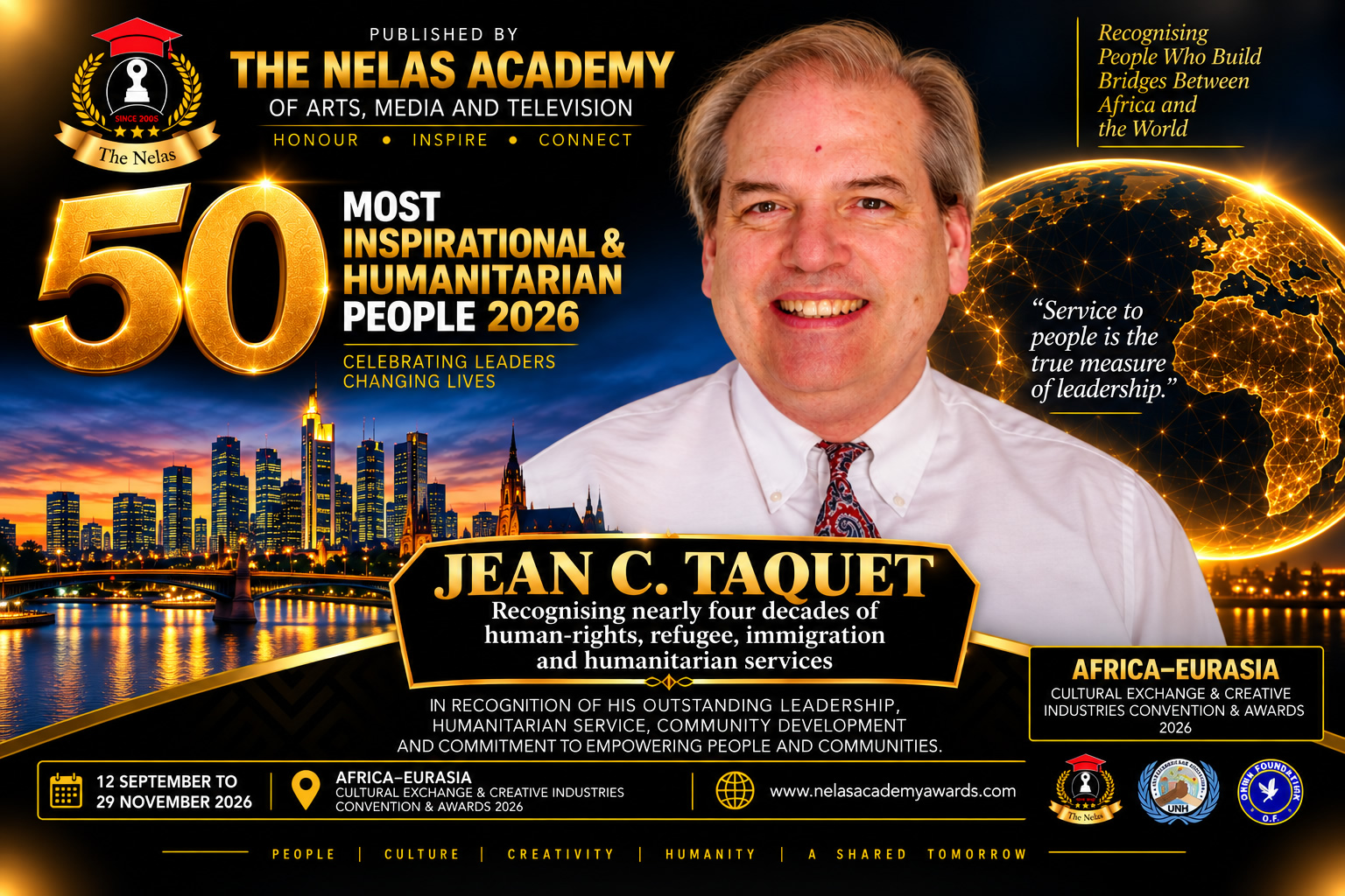 JEAN C. TAQUET NOMINATED AMONGTHE NELAS 50 MOST INSPIRATIONAL & HUMANITARIAN PEOPLE 2025/2026