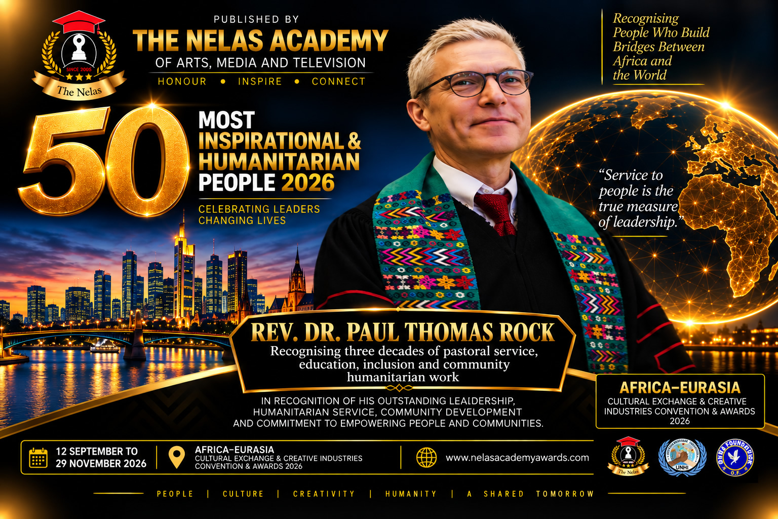 REV. DR. PAUL THOMAS ROCK NOMINATED AMONGTHE NELAS 50 MOST INSPIRATIONAL & HUMANITARIAN PEOPLE 2025/2026